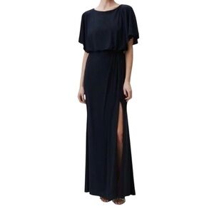 NWT BHLDN Anthropologie Black Lena Jersey Flutter Sleeve Maxi Dress Women’s 20